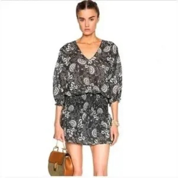 Ulla Johnson Batu Smocked Mini Dress Puff Sleeve Boho Designer Size 2/4 - Picture 1 of 9